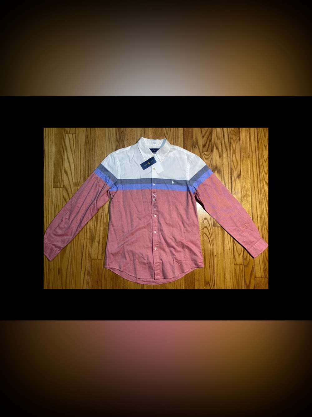 Polo Ralph Lauren Slim Fit Stripe Chambray Red White & Blue new sz Small